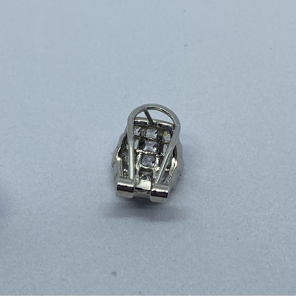 Silver tone CZ pierced earrings. - Picture 4 of 5